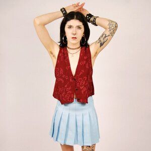 90s Cropped Vest (M) medium red maroon vintage twee indie crop top hipster cute